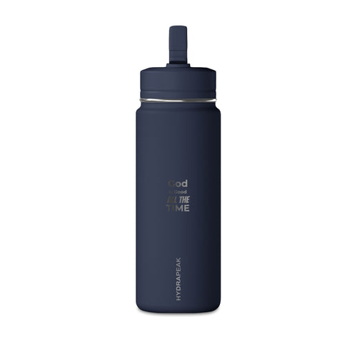 20oz Mini Water Bottle with Flip Straw — Sleek Black Insulated Bottle for Gym, Travel & Everyday Hydration