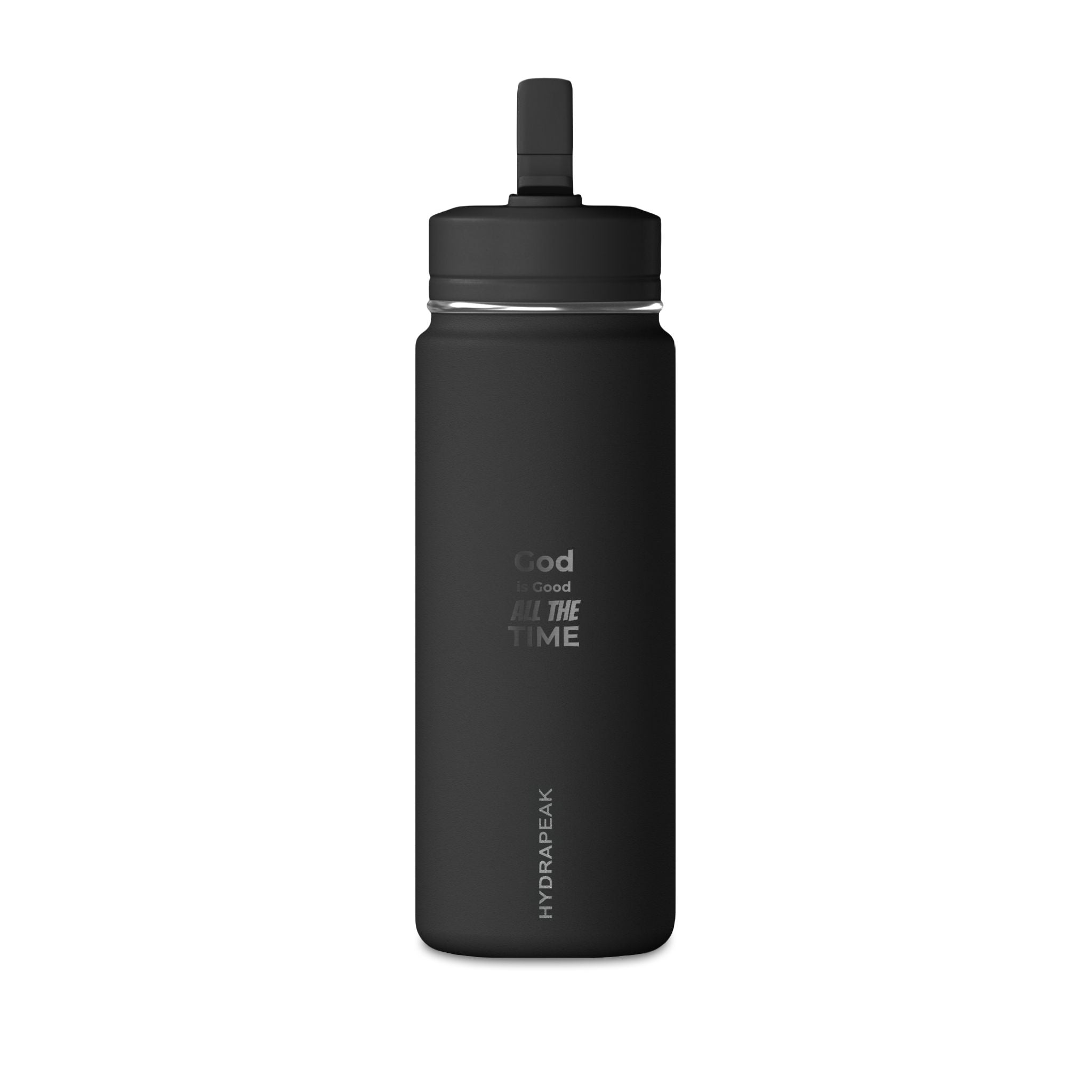20oz Mini Water Bottle with Flip Straw — Sleek Black Insulated Bottle for Gym, Travel & Everyday Hydration